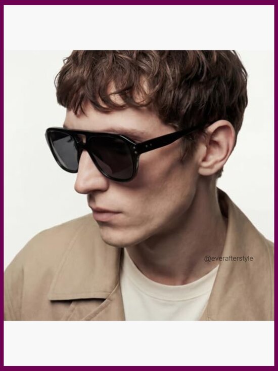 Retro Aviator Polarized Sunglasses with Acetate Frame